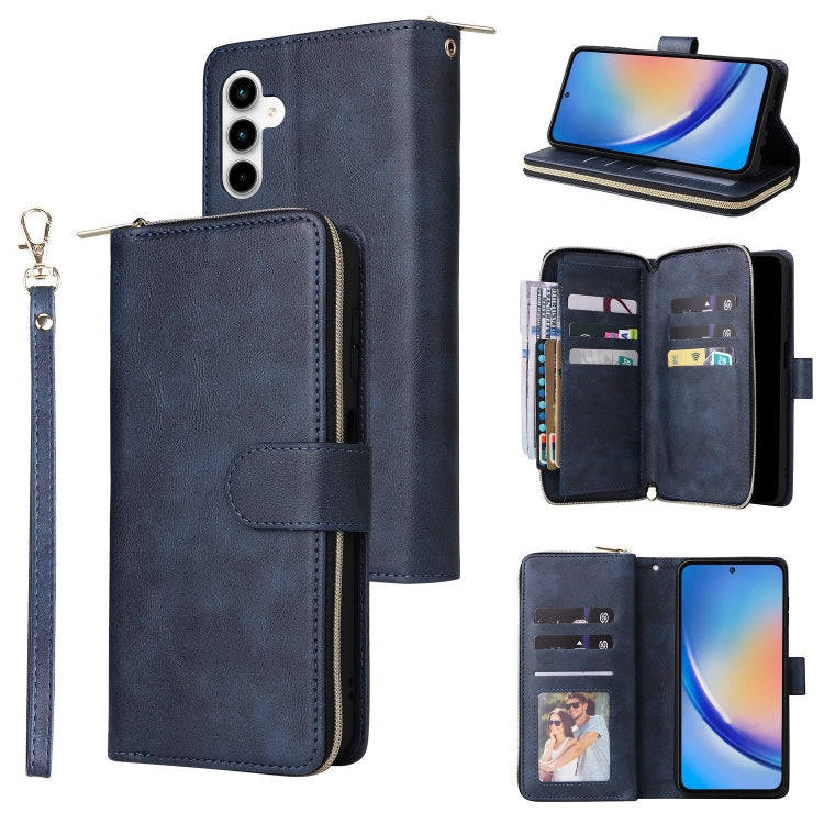 Portafoglio con cerniera e 9 scomparti per carte, custodia in pelle per telefono, For Galaxy A35 5G