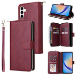 Portafoglio con cerniera e 9 scomparti per carte, custodia in pelle per telefono, For Galaxy A35 5G