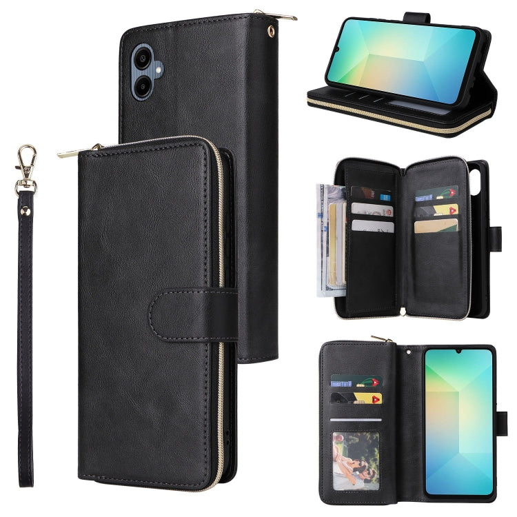 Portafoglio con cerniera e 9 scomparti per carte, custodia in pelle per telefono, For Galaxy A06 4G / 5G, For Galaxy A56 5G, For Galaxy A26 5G, For Galaxy A16 5G