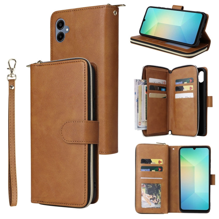 Portafoglio con cerniera e 9 scomparti per carte, custodia in pelle per telefono, For Galaxy A06 4G / 5G, For Galaxy A56 5G, For Galaxy A26 5G, For Galaxy A16 5G