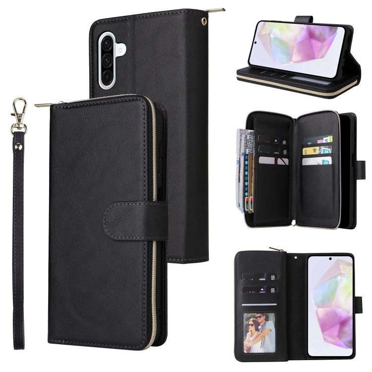 Portafoglio con cerniera e 9 scomparti per carte, custodia in pelle per telefono, For Galaxy A06 4G / 5G, For Galaxy A56 5G, For Galaxy A26 5G, For Galaxy A16 5G