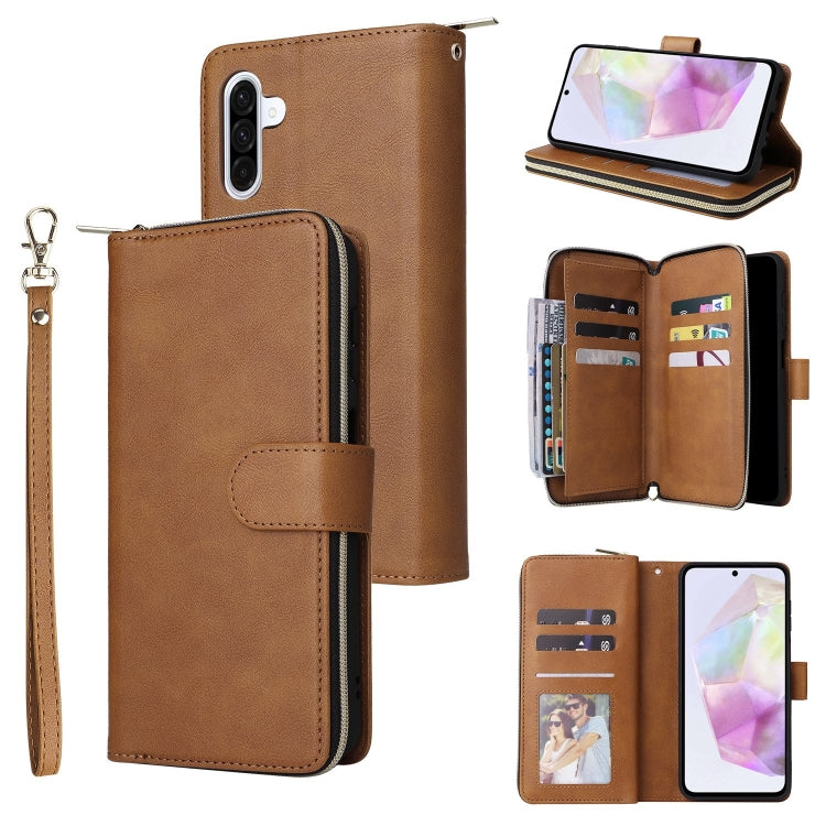 Portafoglio con cerniera e 9 scomparti per carte, custodia in pelle per telefono, For Galaxy A06 4G / 5G, For Galaxy A56 5G, For Galaxy A26 5G, For Galaxy A16 5G
