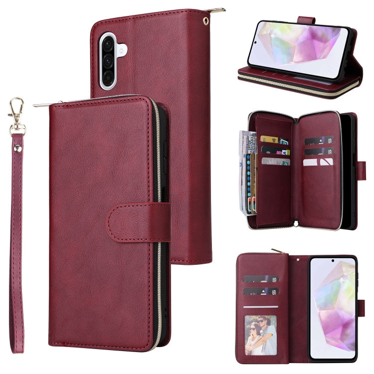Portafoglio con cerniera e 9 scomparti per carte, custodia in pelle per telefono, For Galaxy A06 4G / 5G, For Galaxy A56 5G, For Galaxy A26 5G, For Galaxy A16 5G