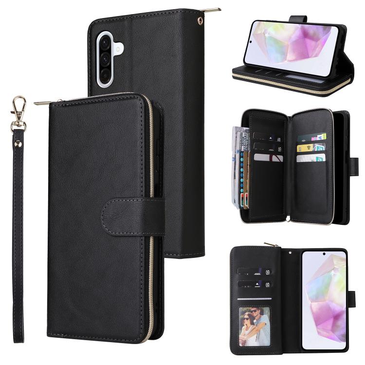 Portafoglio con cerniera e 9 scomparti per carte, custodia in pelle per telefono, For Galaxy A57 5G, For Galaxy A37 5G, For Galaxy A27 5G, For Galaxy A17 5G