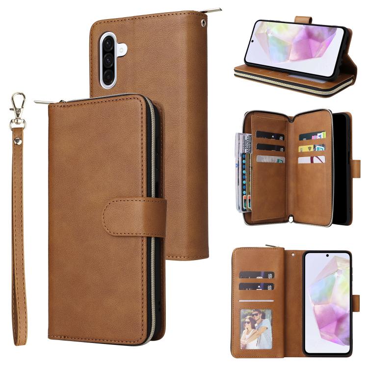 Portafoglio con cerniera e 9 scomparti per carte, custodia in pelle per telefono, For Galaxy A57 5G, For Galaxy A37 5G, For Galaxy A27 5G, For Galaxy A17 5G