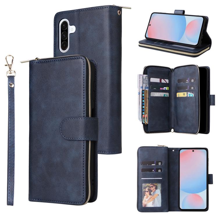 Portafoglio con cerniera e 9 scomparti per carte, custodia in pelle per telefono, For Galaxy A57 5G, For Galaxy A37 5G, For Galaxy A27 5G, For Galaxy A17 5G