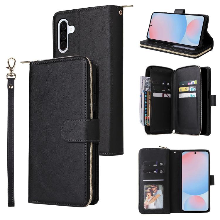 Portafoglio con cerniera e 9 scomparti per carte, custodia in pelle per telefono, For Galaxy A57 5G, For Galaxy A37 5G, For Galaxy A27 5G, For Galaxy A17 5G