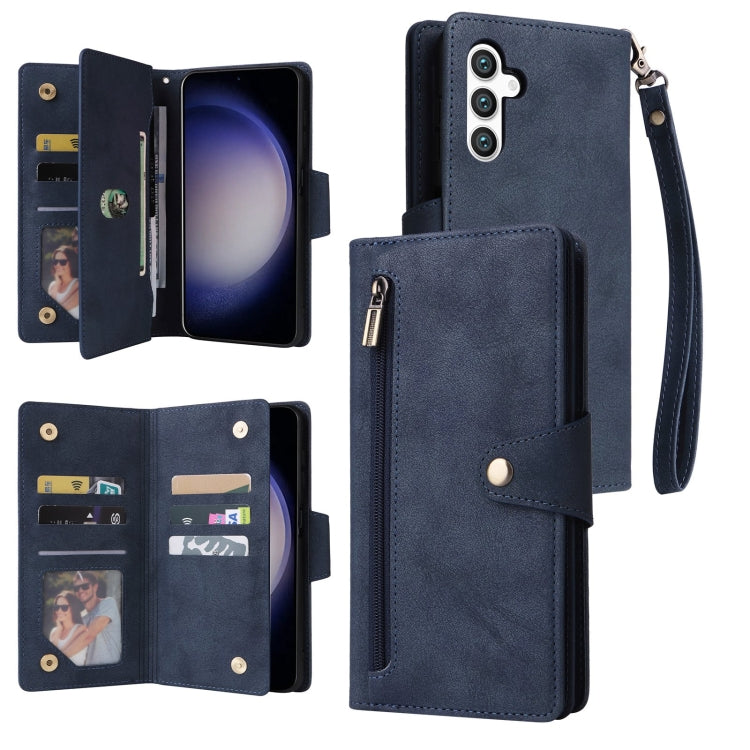 Custodia per telefono in pelle a tre pieghe con fibbia a rivetto e 9 carte, For Samsung Galaxy S25 Edge 5G, For Samsung Galaxy S25 5G, For Samsung Galaxy S25+ 5G, For Samsung Galaxy S25 Ultra 5G