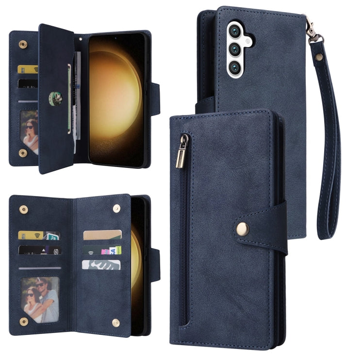 Custodia per telefono in pelle a tre pieghe con fibbia a rivetto e 9 carte, For Samsung Galaxy S25 Edge 5G, For Samsung Galaxy S25 5G, For Samsung Galaxy S25+ 5G, For Samsung Galaxy S25 Ultra 5G
