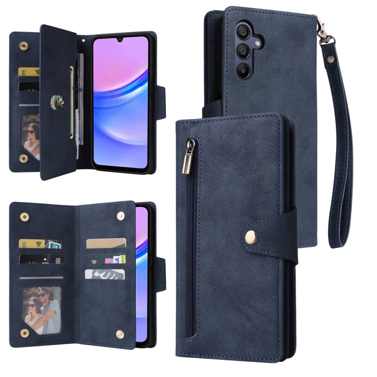 Custodia per telefono in pelle a tre pieghe con fibbia a rivetto e 9 carte, For Galaxy A16 5G, For Galaxy A06 4G