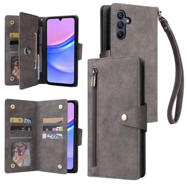 Custodia per telefono in pelle a tre pieghe con fibbia a rivetto e 9 carte, For Galaxy A16 5G, For Galaxy A06 4G