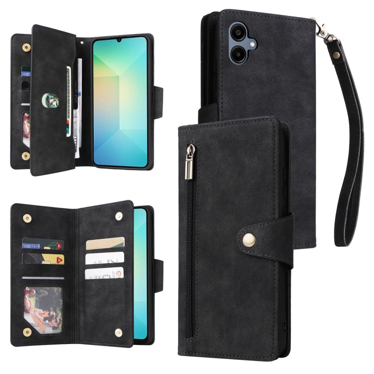 Custodia per telefono in pelle a tre pieghe con fibbia a rivetto e 9 carte, For Galaxy A16 5G, For Galaxy A06 4G