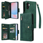 Custodia per telefono in pelle a tre pieghe con fibbia a rivetto e 9 carte, For Galaxy A27 5G, For Galaxy A56 5G, For Galaxy A26 5G, For Galaxy A36 5G