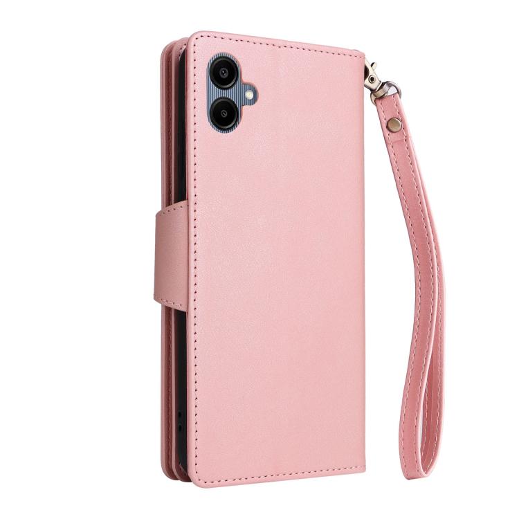 Custodia per telefono in pelle a tre pieghe con fibbia a rivetto e 9 carte, For Galaxy A08 / A07 4G / 5G, For Galaxy A18 / A17 4G / 5G, For Galaxy A57 5G, For Galaxy A37 5G