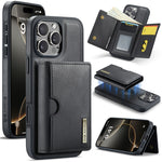 DG.MING M6 Series RFID Tri-fold Card Bag Custodia per telefono in pelle rimovibile, For iPhone Air, For iPhone 16 Pro Max, For iPhone 16 Pro, For iPhone 16 Plus