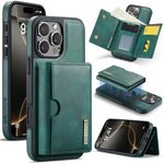 DG.MING M6 Series RFID Tri-fold Card Bag Custodia per telefono in pelle rimovibile, For iPhone Air, For iPhone 16 Pro Max, For iPhone 16 Pro, For iPhone 16 Plus