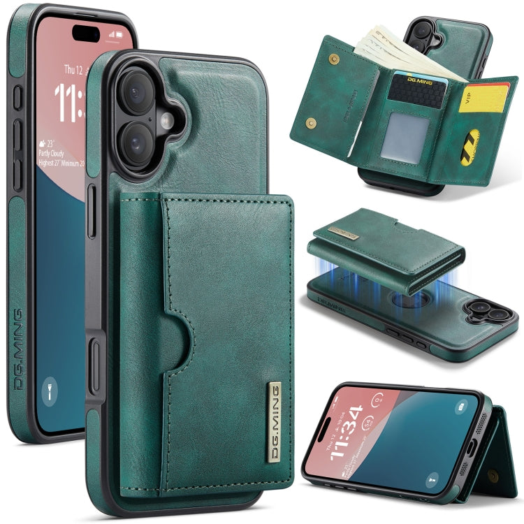 DG.MING M6 Series RFID Tri-fold Card Bag Custodia per telefono in pelle rimovibile, For iPhone Air, For iPhone 16 Pro Max, For iPhone 16 Pro, For iPhone 16 Plus