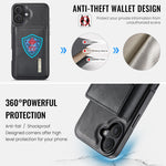 DG.MING M6 Series RFID Tri-fold Card Bag Custodia per telefono in pelle rimovibile, For iPhone 16, For iPhone 15 Pro Max, For iPhone 15 Pro, For iPhone 15 Plus
