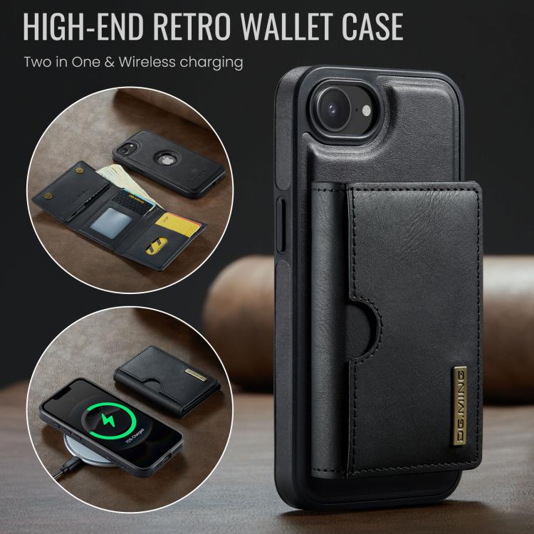 DG.MING M6 Series RFID Tri-fold Card Bag Custodia per telefono in pelle rimovibile, For iPhone 17e / 16e, For iPhone 17 Pro Max, For iPhone 17 Pro, For iPhone 17
