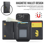 DG.MING M6 Series RFID Tri-fold Card Bag Custodia per telefono in pelle rimovibile, For iPhone 17e / 16e, For iPhone 17 Pro Max, For iPhone 17 Pro, For iPhone 17