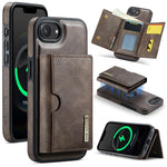 DG.MING M6 Series RFID Tri-fold Card Bag Custodia per telefono in pelle rimovibile, For iPhone 17e / 16e, For iPhone 17 Pro Max, For iPhone 17 Pro, For iPhone 17