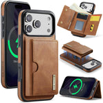 DG.MING M6 Series RFID Tri-fold Card Bag Custodia per telefono in pelle rimovibile, For iPhone 17e / 16e, For iPhone 17 Pro Max, For iPhone 17 Pro, For iPhone 17