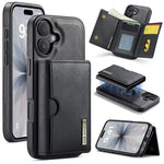 DG.MING M6 Series RFID Tri-fold Card Bag Custodia per telefono in pelle rimovibile, For iPhone 17e / 16e, For iPhone 17 Pro Max, For iPhone 17 Pro, For iPhone 17