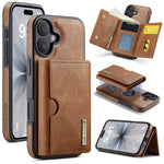 DG.MING M6 Series RFID Tri-fold Card Bag Custodia per telefono in pelle rimovibile, For iPhone 17e / 16e, For iPhone 17 Pro Max, For iPhone 17 Pro, For iPhone 17