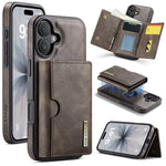 DG.MING M6 Series RFID Tri-fold Card Bag Custodia per telefono in pelle rimovibile, For iPhone 17e / 16e, For iPhone 17 Pro Max, For iPhone 17 Pro, For iPhone 17