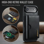 DG.MING M6 Series RFID Tri-fold Card Bag Custodia per telefono in pelle rimovibile, For iPhone Air, For iPhone 16 Pro Max, For iPhone 16 Pro, For iPhone 16 Plus