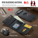 DG.MING M6 Series RFID Tri-fold Card Bag Custodia per telefono in pelle rimovibile, For iPhone Air, For iPhone 16 Pro Max, For iPhone 16 Pro, For iPhone 16 Plus