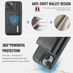 DG.MING M6 Series RFID Tri-fold Card Bag Custodia per telefono in pelle rimovibile, For iPhone 15, For iPhone 14 Plus, For iPhone 14, For iPhone 14 Pro