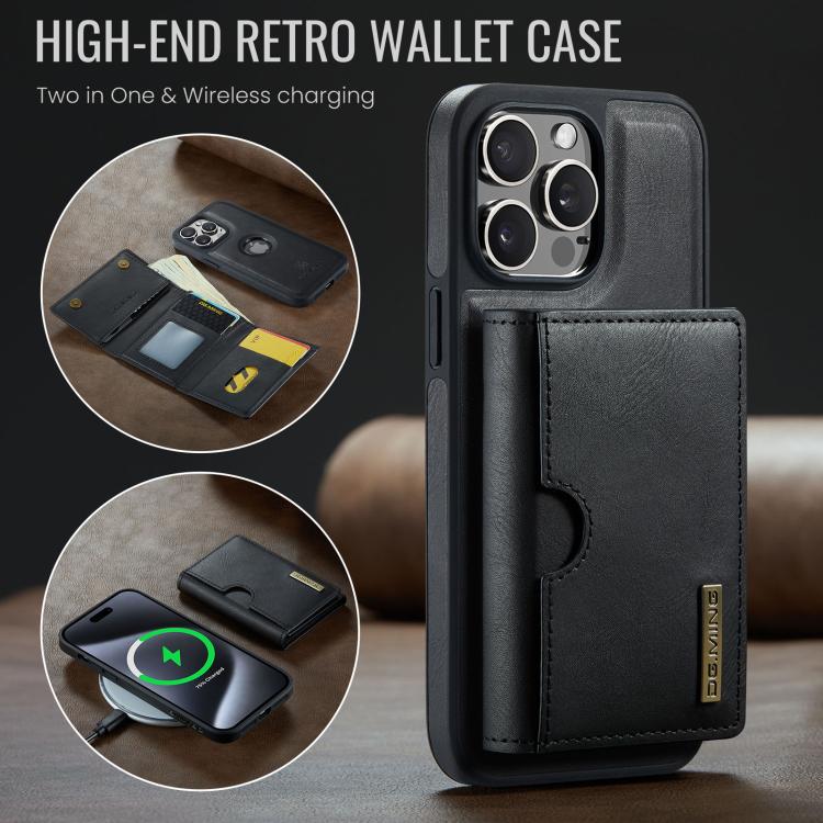 DG.MING M6 Series RFID Tri-fold Card Bag Custodia per telefono in pelle rimovibile, For iPhone 14 Pro Max, For iPhone 13 Pro Max, For iPhone 13 Pro, For iPhone 13