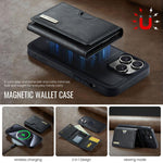 DG.MING M6 Series RFID Tri-fold Card Bag Custodia per telefono in pelle rimovibile, For iPhone 14 Pro Max, For iPhone 13 Pro Max, For iPhone 13 Pro, For iPhone 13