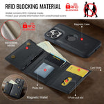 DG.MING M6 Series RFID Tri-fold Card Bag Custodia per telefono in pelle rimovibile, For iPhone 14 Pro Max, For iPhone 13 Pro Max, For iPhone 13 Pro, For iPhone 13