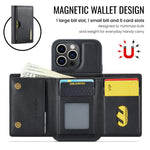 DG.MING M6 Series RFID Tri-fold Card Bag Custodia per telefono in pelle rimovibile, For iPhone 14 Pro Max, For iPhone 13 Pro Max, For iPhone 13 Pro, For iPhone 13