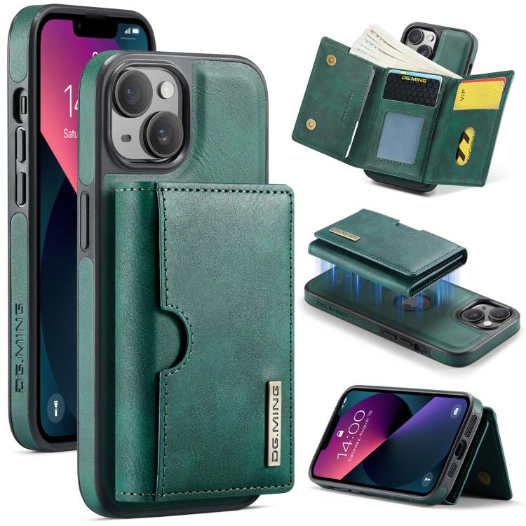DG.MING M6 Series RFID Tri-fold Card Bag Custodia per telefono in pelle rimovibile, For iPhone 14 Pro Max, For iPhone 13 Pro Max, For iPhone 13 Pro, For iPhone 13
