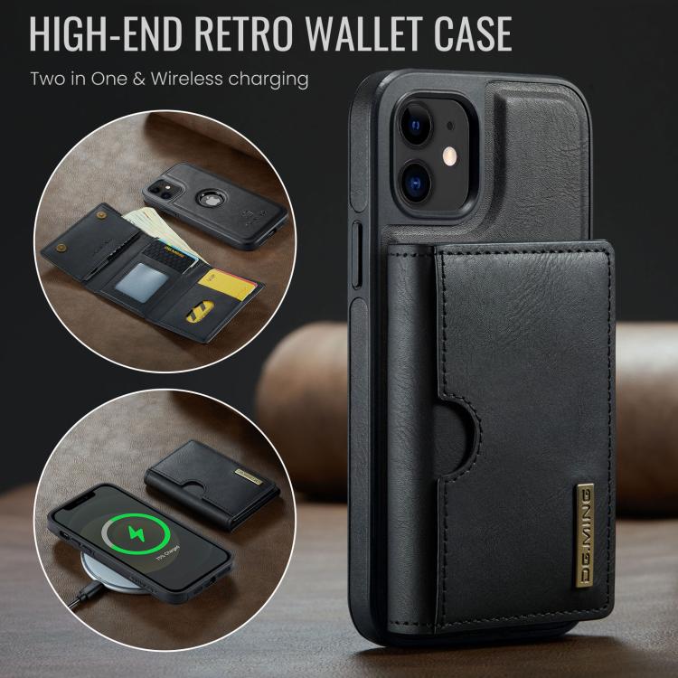 DG.MING M6 Series RFID Tri-fold Card Bag Custodia per telefono in pelle rimovibile, For iPhone 12, For iPhone 12 Pro Max, For iPhone 12 Pro, For iPhone 11 Pro Max