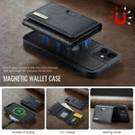 DG.MING M6 Series RFID Tri-fold Card Bag Custodia per telefono in pelle rimovibile, For iPhone 12, For iPhone 12 Pro Max, For iPhone 12 Pro, For iPhone 11 Pro Max