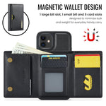 DG.MING M6 Series RFID Tri-fold Card Bag Custodia per telefono in pelle rimovibile, For iPhone 12, For iPhone 12 Pro Max, For iPhone 12 Pro, For iPhone 11 Pro Max