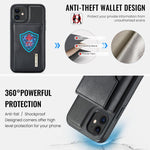 DG.MING M6 Series RFID Tri-fold Card Bag Custodia per telefono in pelle rimovibile, For iPhone 12, For iPhone 12 Pro Max, For iPhone 12 Pro, For iPhone 11 Pro Max