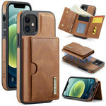 DG.MING M6 Series RFID Tri-fold Card Bag Custodia per telefono in pelle rimovibile, For iPhone 12, For iPhone 12 Pro Max, For iPhone 12 Pro, For iPhone 11 Pro Max