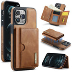 DG.MING M6 Series RFID Tri-fold Card Bag Custodia per telefono in pelle rimovibile, For iPhone 12, For iPhone 12 Pro Max, For iPhone 12 Pro, For iPhone 11 Pro Max