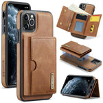 DG.MING M6 Series RFID Tri-fold Card Bag Custodia per telefono in pelle rimovibile, For iPhone 12, For iPhone 12 Pro Max, For iPhone 12 Pro, For iPhone 11 Pro Max