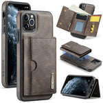 DG.MING M6 Series RFID Tri-fold Card Bag Custodia per telefono in pelle rimovibile, For iPhone 12, For iPhone 12 Pro Max, For iPhone 12 Pro, For iPhone 11 Pro Max