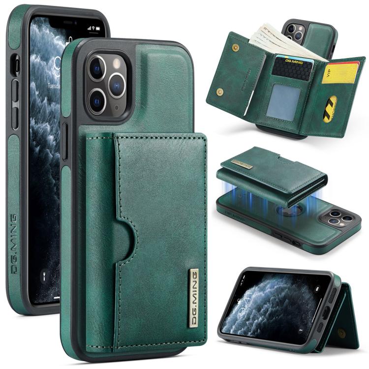 DG.MING M6 Series RFID Tri-fold Card Bag Custodia per telefono in pelle rimovibile, For iPhone 11, For iPhone 11 Pro