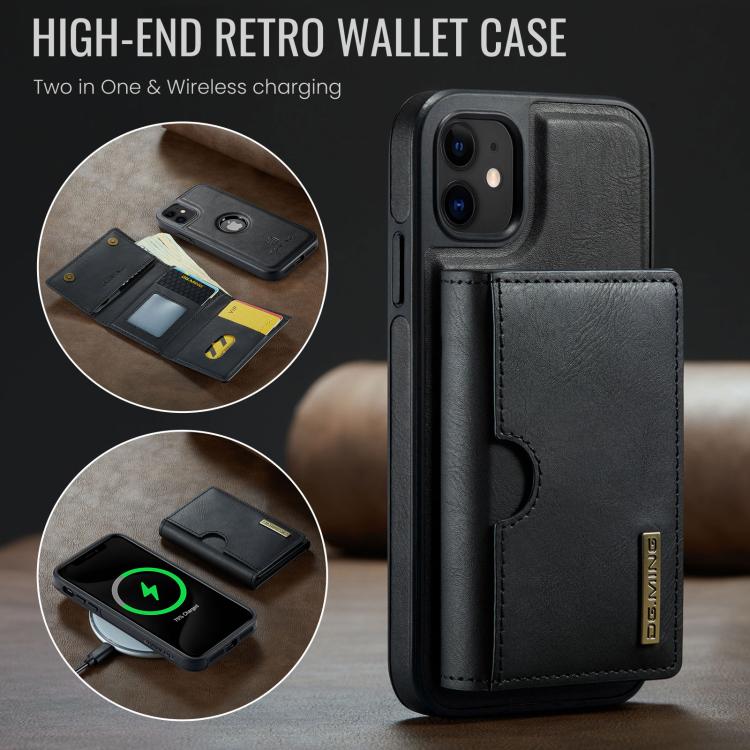 DG.MING M6 Series RFID Tri-fold Card Bag Custodia per telefono in pelle rimovibile, For iPhone 11, For iPhone 11 Pro