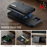 DG.MING M6 Series RFID Tri-fold Card Bag Custodia per telefono in pelle rimovibile, For iPhone 11, For iPhone 11 Pro