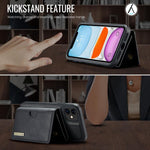DG.MING M6 Series RFID Tri-fold Card Bag Custodia per telefono in pelle rimovibile, For iPhone 11, For iPhone 11 Pro