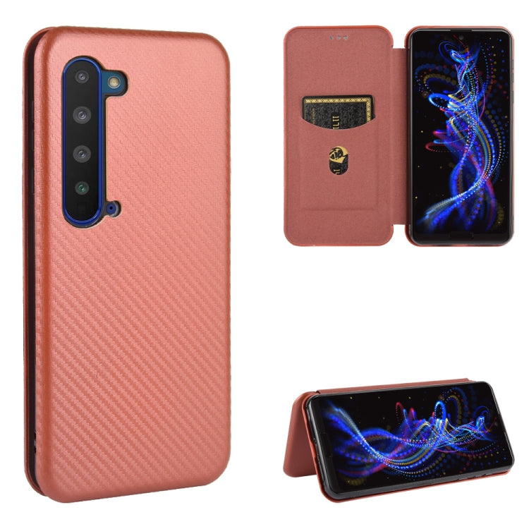 Struttura in fibra di carbonio Flip orizzontale magnetico Custodia in pelle TPU + PC + PU con slot per schede, For Oukitel C18 Pro, For Oukitel C17 / C17 Pro, For Sharp Aquos R5G, For Sharp Aquos Sense3 Plus SH-RM11